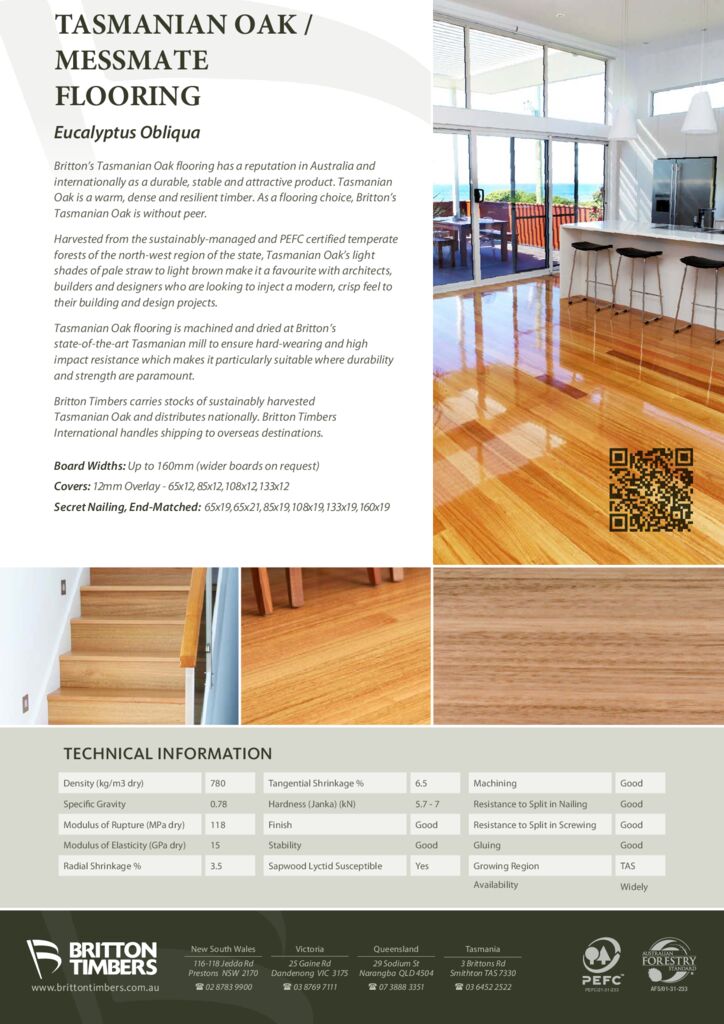 Tasmanian Oak Data Sheet