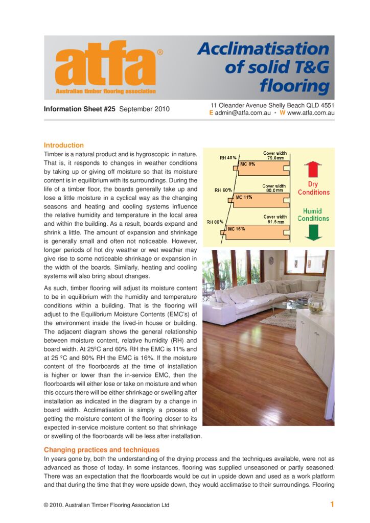 BJ's Timber Flooring Acclimatisation Guide
