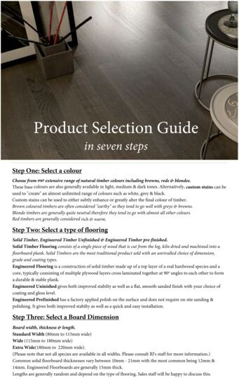 BJ's Timber Flooring Product Selection Guide